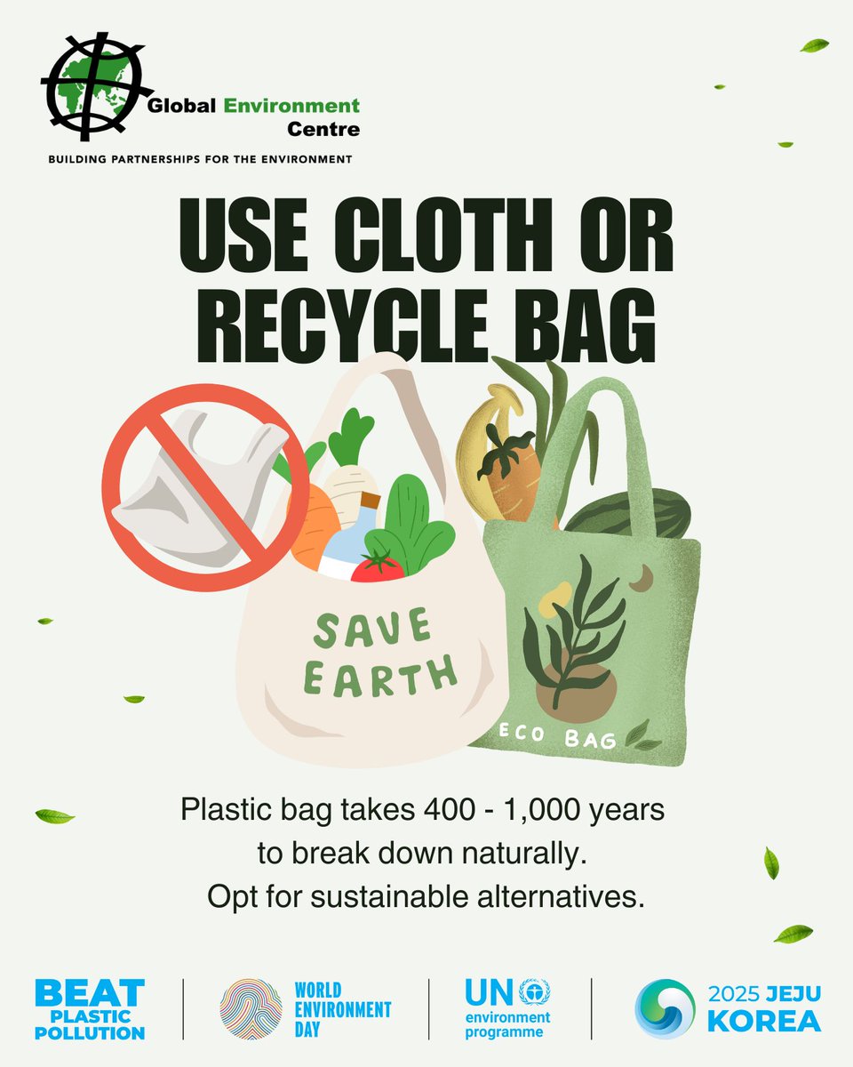 As #WorldEnvironmentDay approaches, let's commit to better habits 👇🏻

Your recycle or cloth bag - don't leave home without it. Sometimes you may not plan to shop but end up doing so anyway. Having your own bag in hand means you can avoid taking home a plastic one.