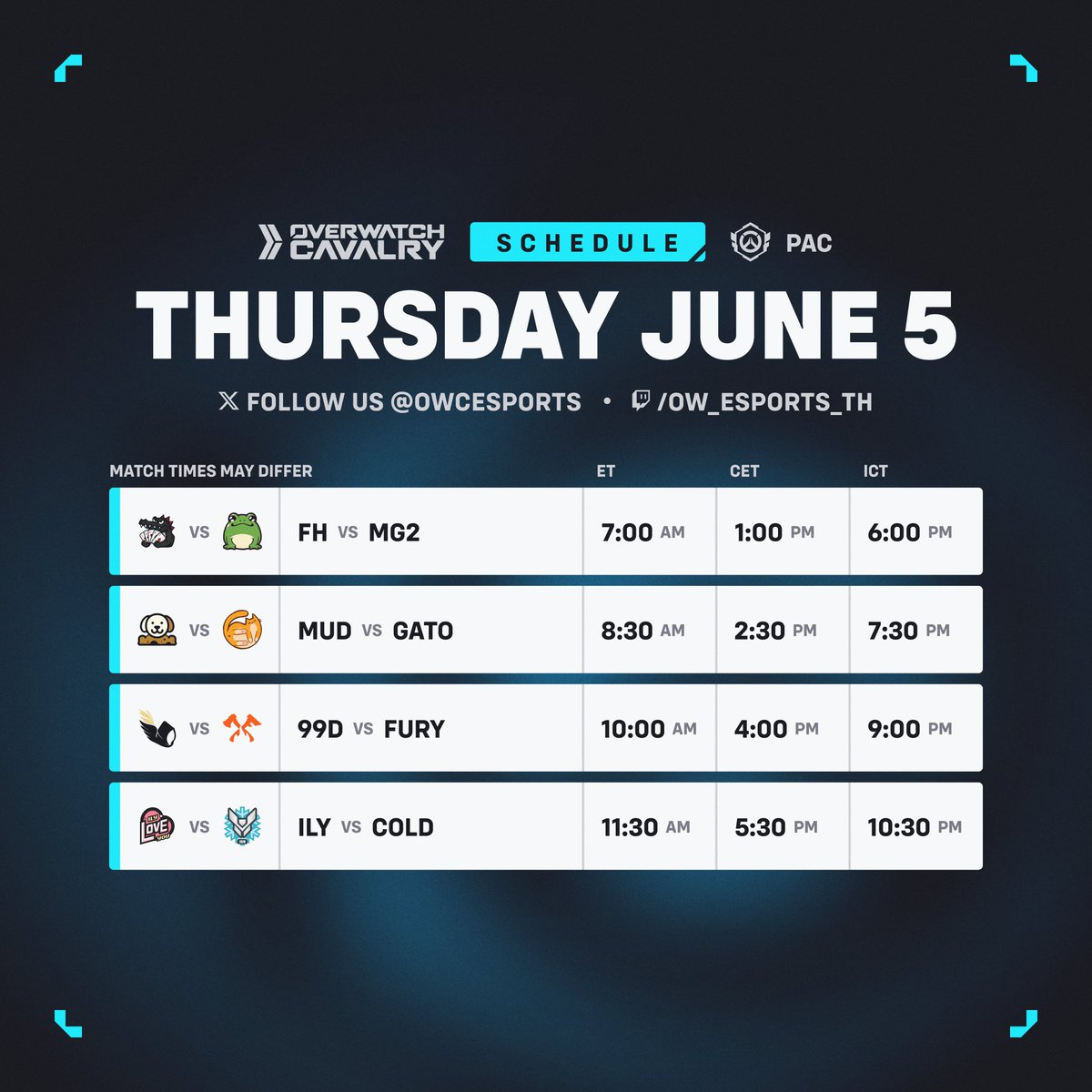 🌠 #OWCS PAC Stage 2 • Week 4 Day 3

📺 Now live on Twitch and SOOP:
🟣🇹🇭 twitch.tv/ow_esports_th
🟢🇹🇭 sooplive.com/wdgglobal