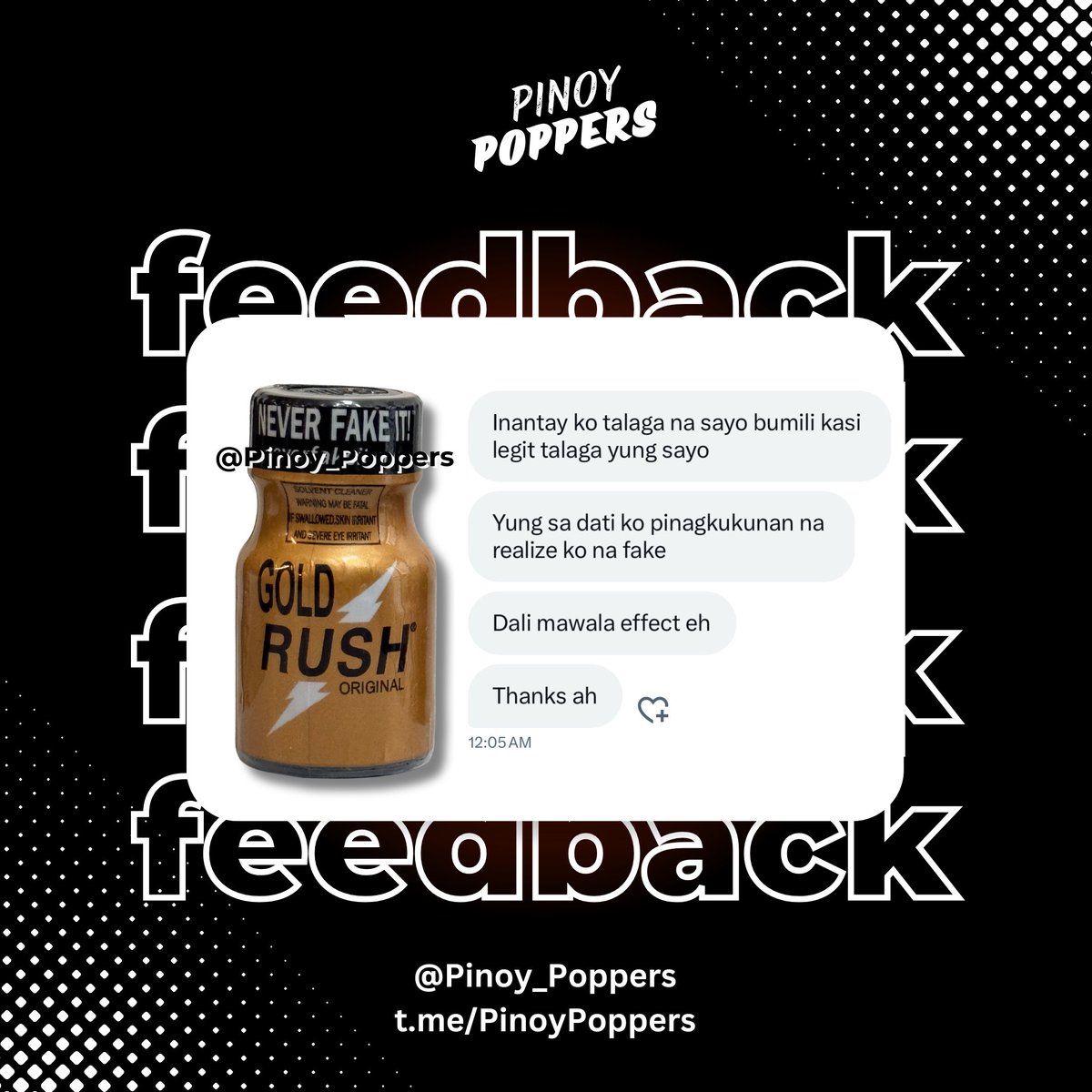 Pinoy Poppers (@pinoy_poppers) on Twitter photo โInantay ko talaga na sayo bumili kasi legit talaga yung sayoโ
๐ต๐ญ Nationwide Delivery via J&T Express
๐๏ธ Same Day Deliver via Lalamove/Grab Express
Order now!
๐ฉ DM <a href="/Pinoy_Poppers/">Pinoy Poppers ๐ต๐ญ | 100k</a>
๐ฌ TG t.me/PinoyPoppers โInantay ko talaga na sayo bumili kasi legit talaga yung sayoโ
๐ต๐ญ Nationwide Delivery via J&T Express
๐๏ธ Same Day Deliver via Lalamove/Grab Express
Order now!
๐ฉ DM <a href="/Pinoy_Poppers/">Pinoy Poppers ๐ต๐ญ | 100k</a>
๐ฌ TG t.me/PinoyPoppers