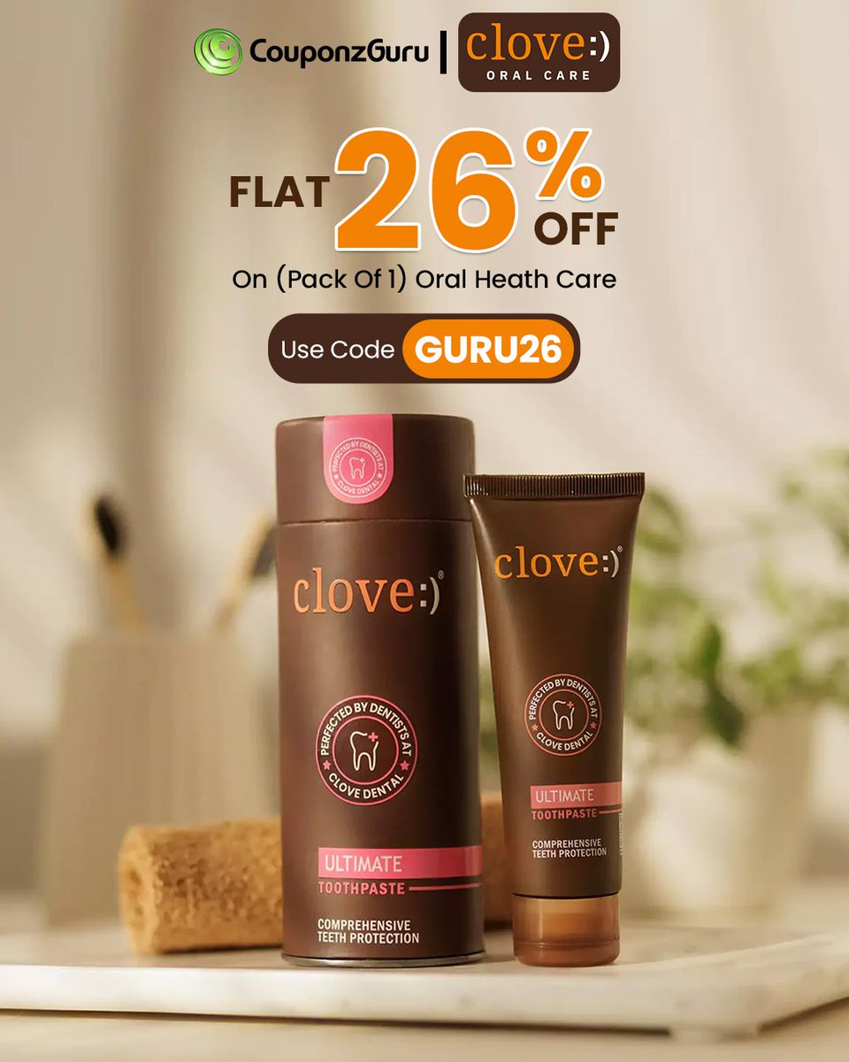 couponzguru's tweet image. Unlock The Exclusive Deal!! 
Get Flat 26% Off Using The Code - "GURU26" On Pack Of 1 Toothpaste, Mouthwash &amp;amp; More
No Minimum Purhcase Is Required.

#toothbrushing #limitedtimeoffer #exclusive #coupon #oralcare #CouponzGuru