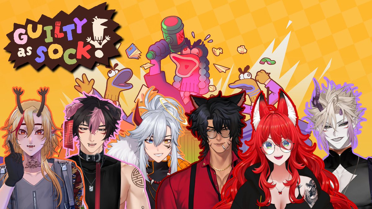 Taiga Chama 🐈⬛🍷INVICTA (@taiga_chama) on Twitter photo 📢GUILTY AS SOCK COLLAB‼️🧑⚖️⚖️
Will we find our friends guilty until proven innocent? Don't miss out on the chaos!
<a href="/ApolloLikesBugs/">Apollo 🪲☀️ Bugtuber</a> <a href="/ohaiyokaiyo/">kaiyo🧧🐾</a> <a href="/PhoenixxVT/">PhoenixX 🔥</a> <a href="/EllyVtuber/">Elly 👽</a> <a href="/LeizuShen/">LEIZU SHEN 🌩 雷主神</a>
Ty to <a href="/GuiltyAsSock/">Guilty as Sock! - OUT NOW ON STEAM!</a> for providing codes!
⏰: Stream is June 3rd @ 6PM PST | 8PM CST | 9PM EST! 📢GUILTY AS SOCK COLLAB‼️🧑⚖️⚖️
Will we find our friends guilty until proven innocent? Don't miss out on the chaos!
<a href="/ApolloLikesBugs/">Apollo 🪲☀️ Bugtuber</a> <a href="/ohaiyokaiyo/">kaiyo🧧🐾</a> <a href="/PhoenixxVT/">PhoenixX 🔥</a> <a href="/EllyVtuber/">Elly 👽</a> <a href="/LeizuShen/">LEIZU SHEN 🌩 雷主神</a>
Ty to <a href="/GuiltyAsSock/">Guilty as Sock! - OUT NOW ON STEAM!</a> for providing codes!
⏰: Stream is June 3rd @ 6PM PST | 8PM CST | 9PM EST!