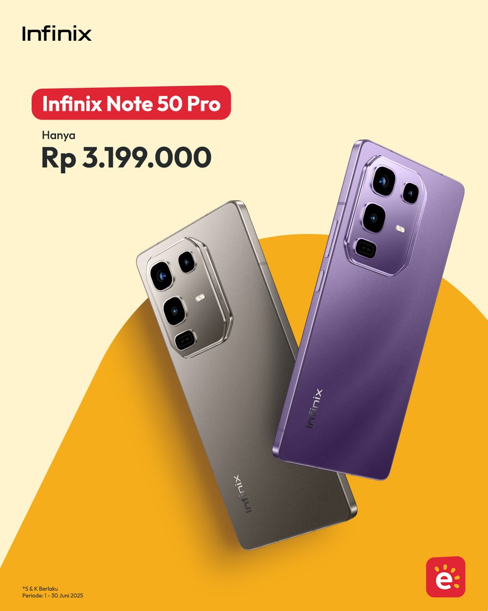 𝐈𝐧𝐟𝐢𝐧𝐢𝐱 𝐍𝐨𝐭𝐞 𝟓𝟎 𝐏𝐫𝐨 siap tenagai keseharian kamu sob! Layar AMOLED 144Hz yang responsif, berpadu dengan kecepatan charging 90W serta baterai 5200mAh, bisa banget temani kamu seharian tanpa khawatir cepat habis daya. Dapatkan sekarang di toko erafone.