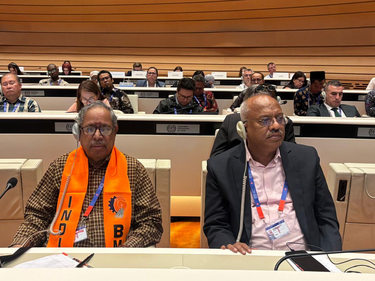 BMSkendra's tweet image. BMS represents workers of India as delegate in the #ILC of the International Labour Organisation at Geneva, Switzerland #bmsat70 #bms2025 #bmsno1 #BMSFoundationDay #ILC2025 @LabourMinistry @mansukhmandviya @ilo @PMOIndia @RSSorg