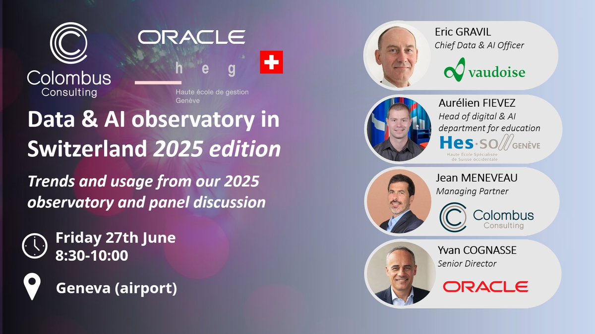 🗒️Data &amp; IA : event 27 juin à Genève sur notre observatoire 2025 et un panel invité (Vaudoise, HES-SO) - mailchi.mp/1576d0524047/e…