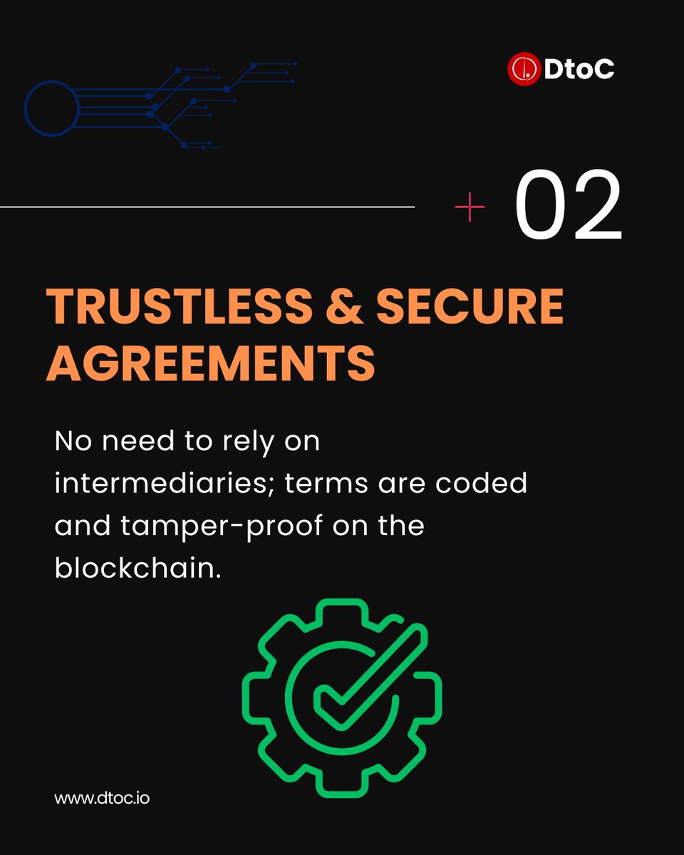 DirectToCreator's tweet image. Dtoc is transforming the gig economy with smart contracts! 💼 
Automated payments, secure agreements, and transparent dispute resolution on the blockchain. Check it out: dtoc.io 

#DtoC #Web3 #GigWork #SmartContracts