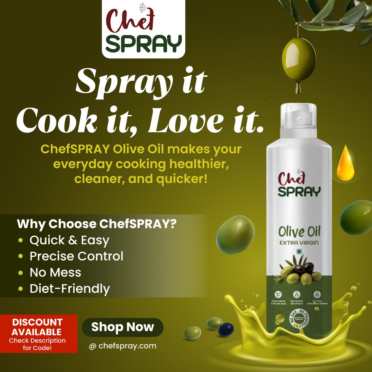 ChefSpray's tweet photo. Cook Smarter, Not Oily — With ChefSPRAY Olive Oil!
💚 Perfect for grilling, baking, air frying, or even salads!
🎉 Get 5% OFF your order!
Use code CHEFWITH5 at checkout.

🛒 Buy now at https://t.co/ETooLuPRm0

#ChefSpray #OliveOilSpray #EasyCooking #HealthyFood #KitchenEssentials https://t.co/LiCa9tfmaC