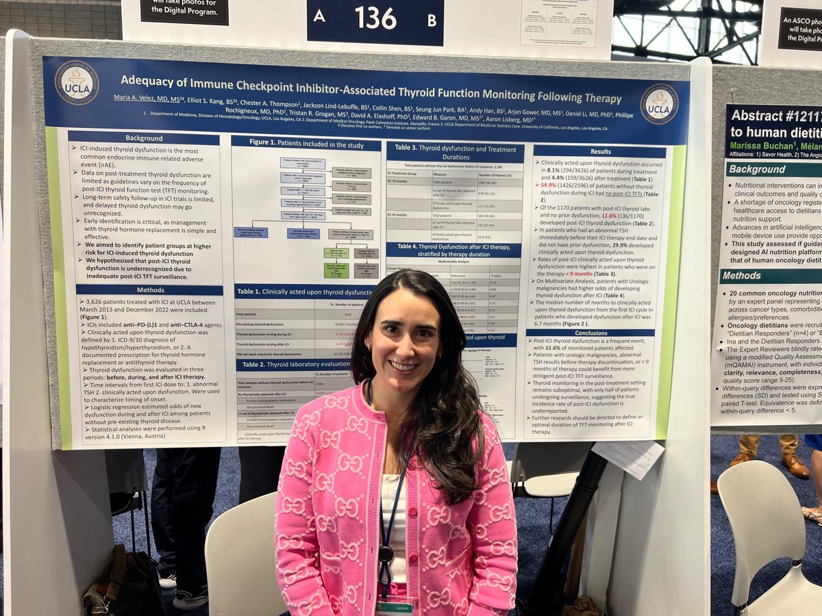 Abner Antonio Murray, MD PhD (@dominicandoc2) on Twitter photo 🎉 Huge congrats to friend and colleague Dr. Maria Velez <a href="/MomaVelez11/">Maria Antonia Vélez</a> on her powerful #ASCO25 poster shedding light on a hidden survivorship challenge: post-ICI thyroid dysfunction 🧬🛑
📊 In >3,600 ICI-treated patients:
⚠️ Only 46% got post-treatment thyroid labs
🔍 Among those 🎉 Huge congrats to friend and colleague Dr. Maria Velez <a href="/MomaVelez11/">Maria Antonia Vélez</a> on her powerful #ASCO25 poster shedding light on a hidden survivorship challenge: post-ICI thyroid dysfunction 🧬🛑
📊 In >3,600 ICI-treated patients:
⚠️ Only 46% got post-treatment thyroid labs
🔍 Among those