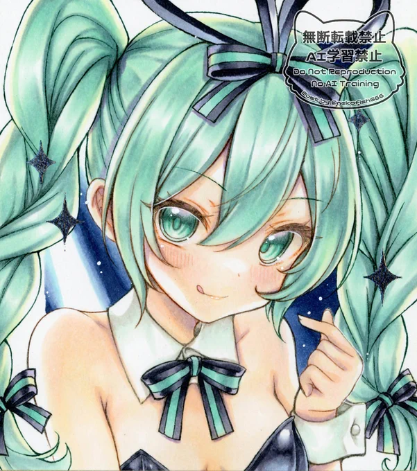 定期的ミクちゃんとリンちゃん描きたくなる('-ω-`) 今年はバニーガールテーマで。 #初音ミク #鏡音リン
