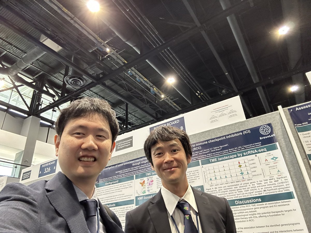 Yu Fujiwara, MD (@waraonc23) on Twitter photo Really glad to meet <a href="/KashimaMDPhD/">Soki Kashima</a> from <a href="/BraunMDPhD/">David Braun</a> <a href="/YaleCancer/">Yale Cancer Center</a> lab at #ASCO25
Very impressive work utilizing humongous scRNAseq, TCR/BCRseq data to capture the characteristics of myeloid components in mRCC response/resistance to IO-based therapy. #JapanesephysicianscientistsinUS Really glad to meet <a href="/KashimaMDPhD/">Soki Kashima</a> from <a href="/BraunMDPhD/">David Braun</a> <a href="/YaleCancer/">Yale Cancer Center</a> lab at #ASCO25
Very impressive work utilizing humongous scRNAseq, TCR/BCRseq data to capture the characteristics of myeloid components in mRCC response/resistance to IO-based therapy. #JapanesephysicianscientistsinUS