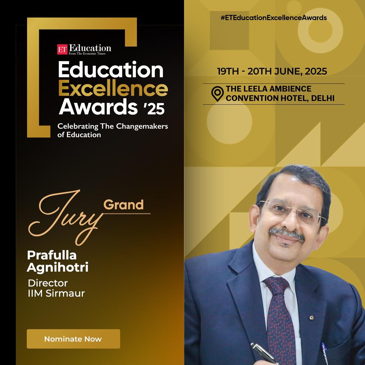 IIM Sirmaur (@iim_sirmaur) on Twitter photo Proud moment for <a href="/IIM_Sirmaur/">IIM Sirmaur</a> as our Director, Prof. Prafulla Agnihotri, joins the Grand Jury of the Economic Times #EducationExcellenceAwards at the ETEducation Summit, June 19–20 in Delhi. Proud moment for <a href="/IIM_Sirmaur/">IIM Sirmaur</a> as our Director, Prof. Prafulla Agnihotri, joins the Grand Jury of the Economic Times #EducationExcellenceAwards at the ETEducation Summit, June 19–20 in Delhi.