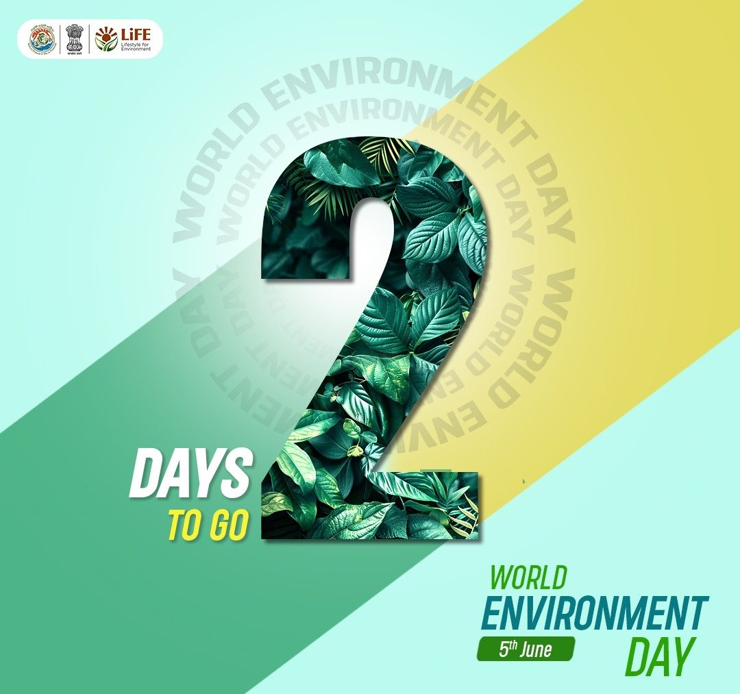 2 days to go for #WorldEnvironmentDay2025 !

Say no to plastic, yes to a greener planet. Every step counts!

#MissionLiFE #ProPlanetPeople 

<a href="/MIB_India/">Ministry of Information and Broadcasting</a> <a href="/moefcc/">MoEF&CC</a> <a href="/airnewsalerts/">All India Radio News</a>