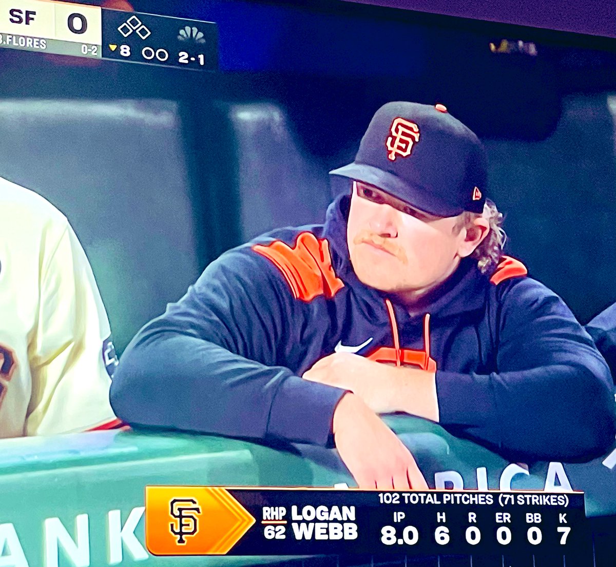 This dude deserved much better than this #SFGiants offense tonight. That’s 14 runs in last 19 games.  Can Buster activate himself?