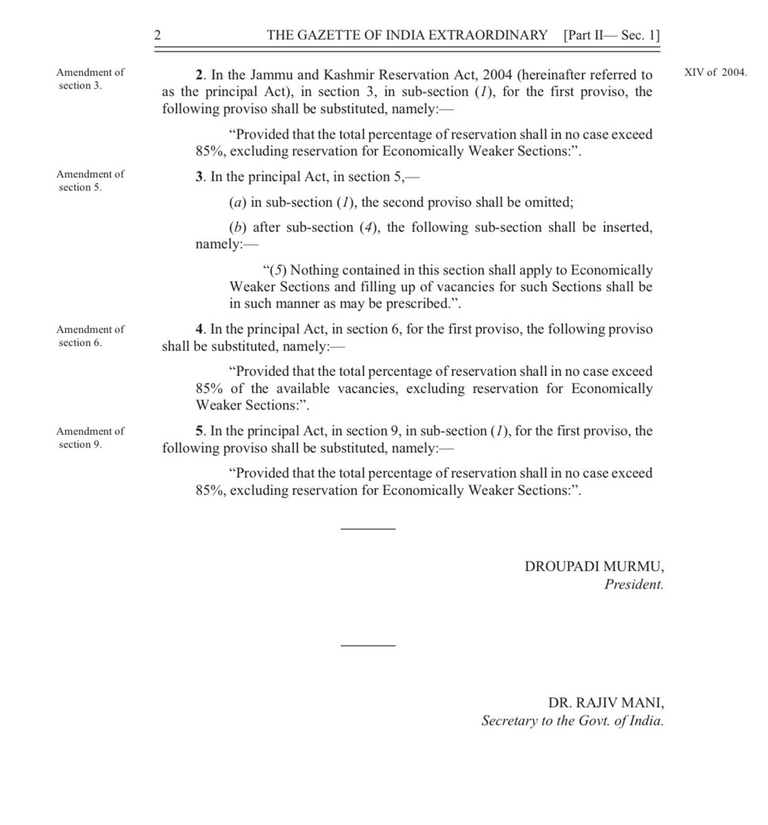 President Droupadi Murmu promulgates four laws for Union Territory of Ladakh.
1. Ladakh Official Languages Regulation
2. Union Territory of Ladakh Reservation
3. Ladakh Civil Services Decentralisation 
4. Ladakh Autonomous Hill Development Councils Regulation
