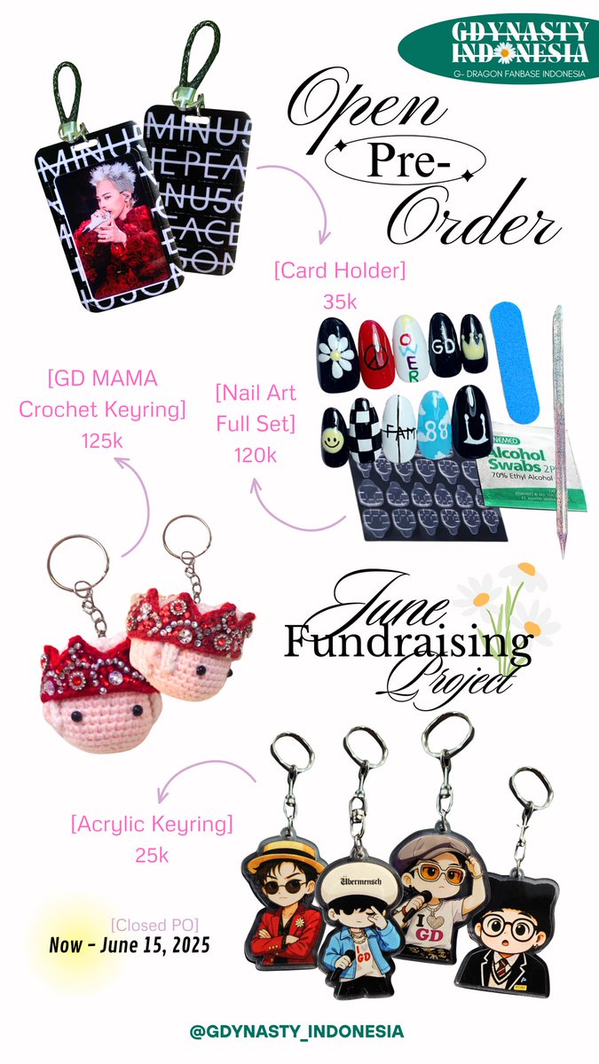 gdynasty_ID's tweet photo. ๐ PO : 3โ18 Juni 2025
๐Link : https://t.co/Z8rpCG0GqY
๐ฅ Desain keren
๐ฅ Quantity terbatas
๐ฅ 100% hasil untuk project GD
Letโs give him the warmest welcomeโdimulai dari tangan kita sendiri ๐ซ
#Gdragon2025 #GDProject2025 #FundraisingMerch #VIPIndonesia #GdynastyIndonesia https://t.co/DdMCEnstXj