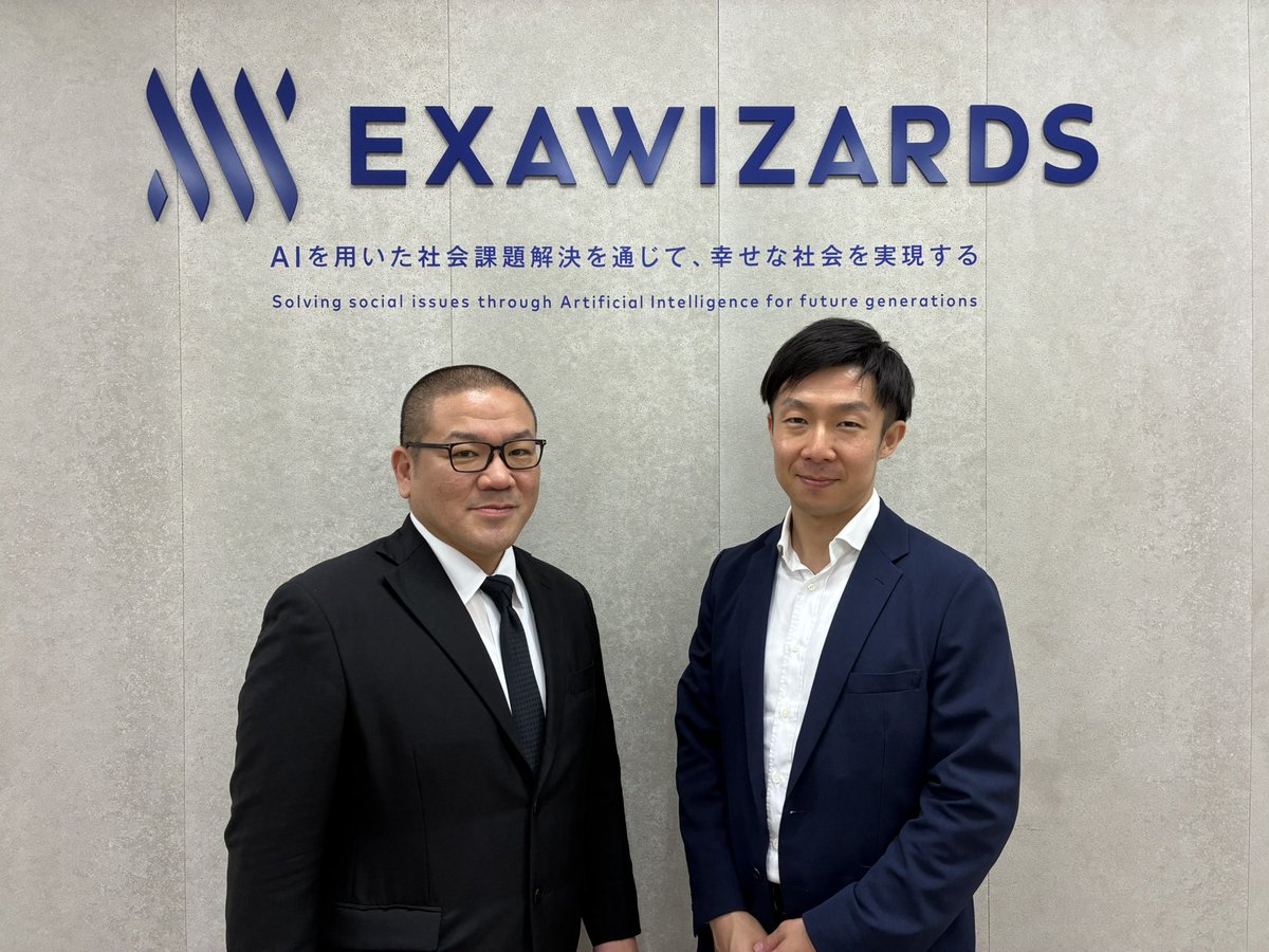 homevisitpsy's tweet photo. エクサウィザーズの本社訪問
グループ執行役員でExaMDの羽間 康至 社長とお話しさせていただきました。
Exaの描く未来と、当院の描く未来の一致が嬉しい。
大好きな会社です。
#エクサウィザーズ
#ExaMD
#医療用AI開発 https://t.co/X50ZA2kpPj