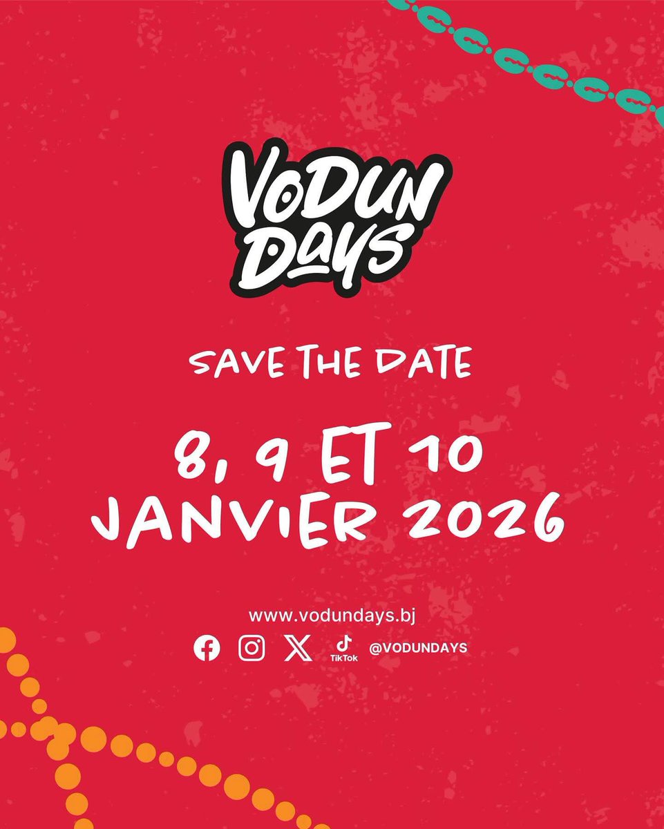 🗓️ Apprêtez-vous pour les VODUN DAYS 2026, le plus grand événement culturel qui fait bouger le monde entier depuis le Bénin !🇧🇯

Après le succès retentissant de l’édition 2025 qui a rassemblé plus de 435 000 participants, les Vodun Days reviennent les 8, 9 et 10 janvier 2026 à