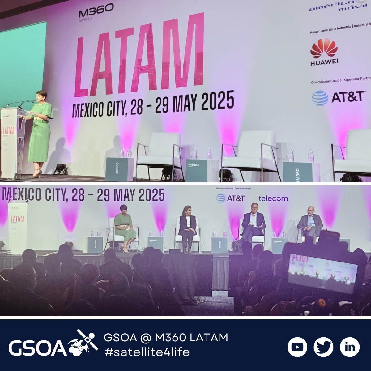 GSOA_SAT's tweet image. 🛰️📡@GSOA_SAT joined @GSMA M360 LATAM in Mexico to discuss Latin America's connectivity, emphasising satellite solutions for coverage in underserved areas.
🚀A multi-tech approach is crucial for closing digital gaps and driving inclusive development. #satellite4life