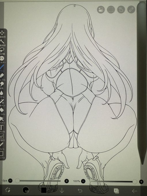 めちゃくちゃ頑張っていい感じになった🐝尻見て。

線画だけど競泳水着のいい感じ(語彙力)なところも見て。 