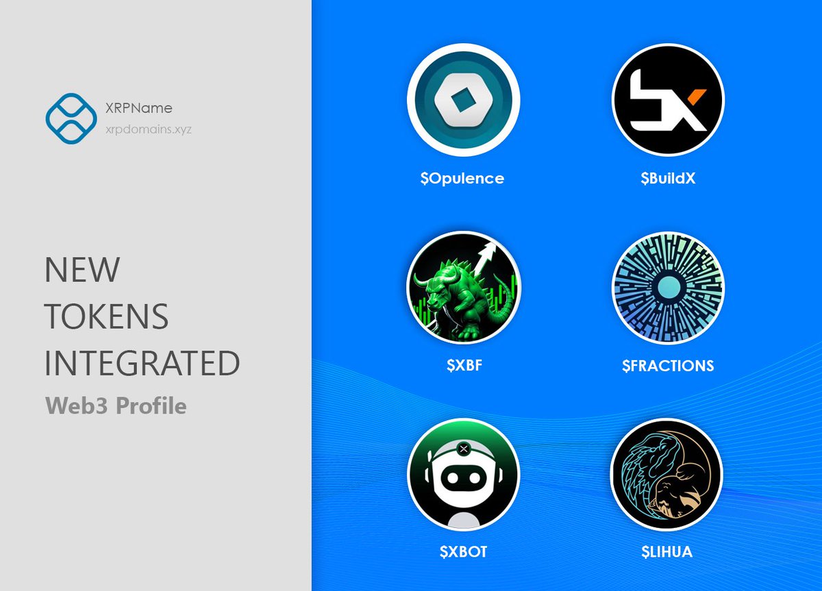 xrpname.xrp (@xrpdomain) on Twitter photo 🔥 Your #Web3 Profile just leveled up!
Now tracking 6 new tokens with real-time price data, metadata, and full project insights — all in one place.
💎 $Opulence – <a href="/_OpulenceX/">OpulenceX Inc</a>
💎 $BuildX – @buildxrp
💎 $XBF – <a href="/xrzillas/">XRziLLas</a>
💎 $FRACTIONS – <a href="/FractionsXRPL/">FRACTIONS (XRPL)</a>
💎 $XBOT – @xbotxrpl
💎 🔥 Your #Web3 Profile just leveled up!
Now tracking 6 new tokens with real-time price data, metadata, and full project insights — all in one place.
💎 $Opulence – <a href="/_OpulenceX/">OpulenceX Inc</a>
💎 $BuildX – @buildxrp
💎 $XBF – <a href="/xrzillas/">XRziLLas</a>
💎 $FRACTIONS – <a href="/FractionsXRPL/">FRACTIONS (XRPL)</a>
💎 $XBOT – @xbotxrpl
💎