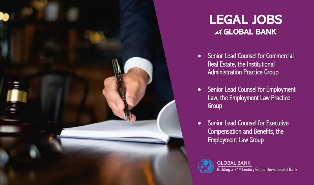 GlobalBankCarer's tweet photo. ⚖️ #LegalJob Opportunities at Global Bank
#GlobalBank is currently offering legal career opportunities for experienced professionals.

Qualified candidate, we invite you to connect directly with Global Bank President #RonNechemia via LinkedIn
#hiring #jobsearch #Banking https://t.co/bZaw45JW5l