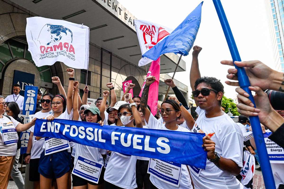 Climate advocates stage a creative protest dubbed “A Race Behind 1.5!” in front of the Asian Development Bank Headquarters in Mandaluyong City on Tuesday, June 3, 2025. 
 
Coinciding with the 20th anniversary of the Asian Clean Energy Forum (ACEF), the action features a live