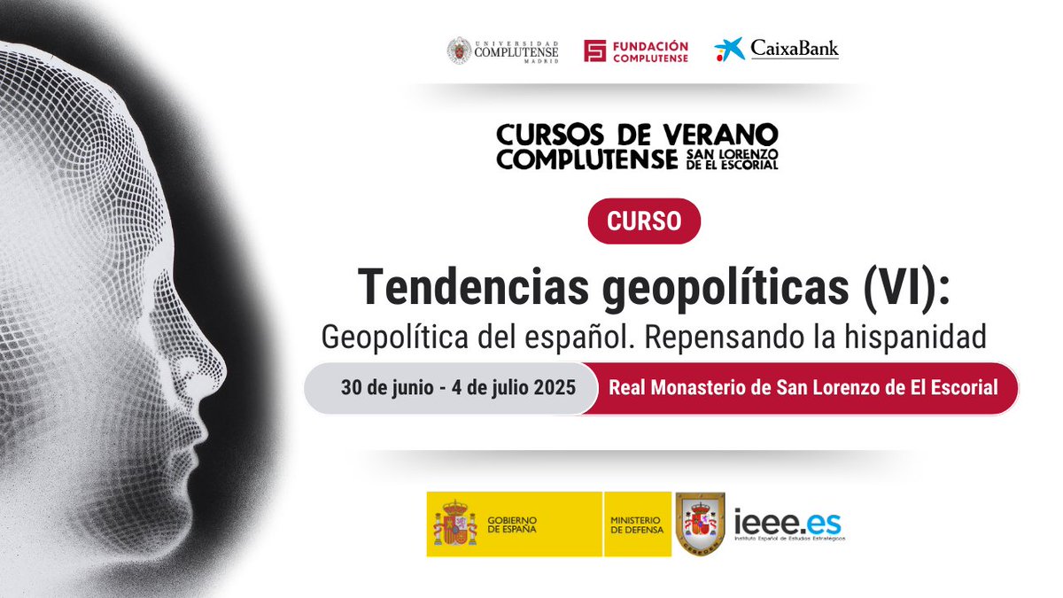 IEEE (@ieee_es) on Twitter photo 🌞#ActividadesIEEE <a href="/CursosVeranoUCM/">Cursos de Verano UCM</a>
¿Aún no has solicitado tu beca para el curso “Geopolítica del español. Repensando la hispanidad”?
⏳ Solicítala antes del 15 de junio. No te quedes fuera.
📅 30 junio – 4 julio 🏛️ El Escorial
📢 Info e inscripciones:
👉defensa.gob.es/ceseden/curso-… 🌞#ActividadesIEEE <a href="/CursosVeranoUCM/">Cursos de Verano UCM</a>
¿Aún no has solicitado tu beca para el curso “Geopolítica del español. Repensando la hispanidad”?
⏳ Solicítala antes del 15 de junio. No te quedes fuera.
📅 30 junio – 4 julio 🏛️ El Escorial
📢 Info e inscripciones:
👉defensa.gob.es/ceseden/curso-…
