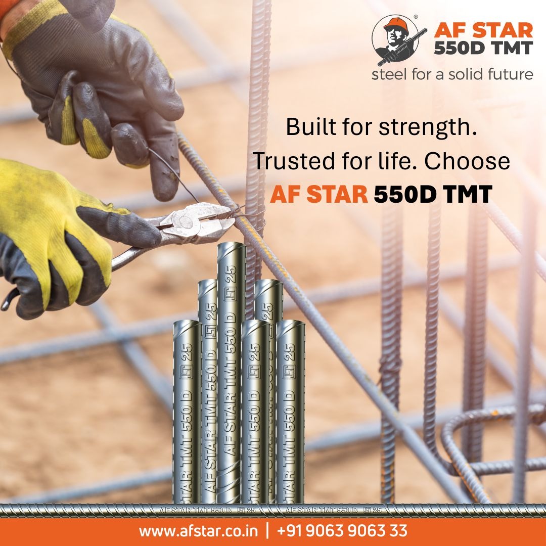 AFStartmt's tweet image. Strength that stands the test of time. 📷
𝐀𝐟𝐬𝐭𝐚𝐫 𝐅𝐄 𝟓𝟓𝟎𝐃 𝐓𝐌𝐓 Bars – engineered for durability, trusted for generations.

Build with confidence. Build with Afstar.

#builtforstrength #TrustedForLife #AFStarTMT #FE550D #StrongFoundations #BuildWithConfidence
