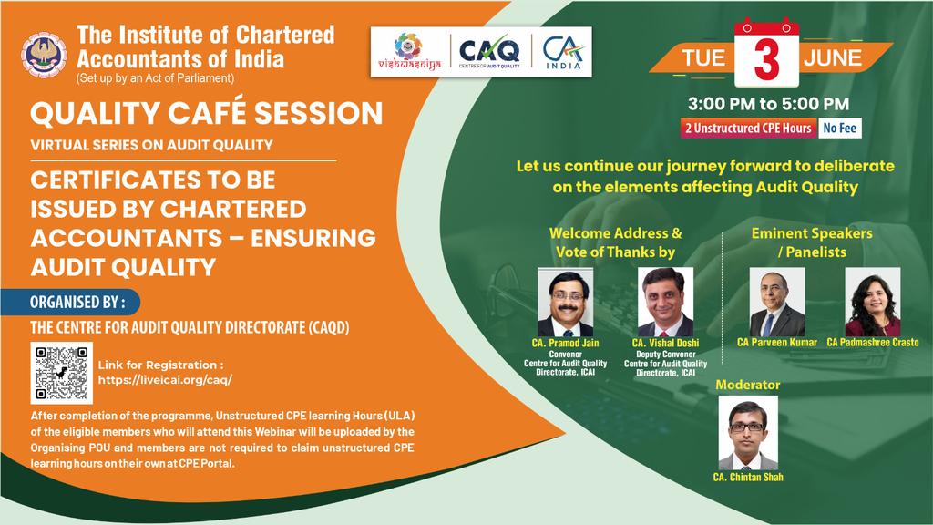 CAPramodLunawat's tweet photo. Are you a Chartered Accountant who issues certificates? Then this session is for you! Don’t miss this important event happening today, 3rd June 2025, at 3 PM. Join us live at https://t.co/MULAx1UvUZ
@theicai @caq_icai @cavishaldoshi https://t.co/t4COev1sbd