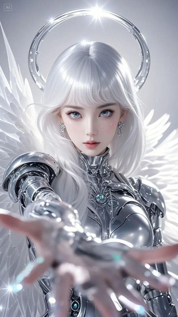 ChainShadow07's tweet photo. "I am the blade of heaven, forged from stardust and justice."
 — An angel not sent to sing, but to rise.
#CelestialGuardian #SilverAngel #DivineProtector #HeavenlyFury  
#FuturisticAngel #MechaDivine #AIArt #HolyArmor #CyberCelestial  
#LightAndSteel #EtherealPower #AngelOfWar https://t.co/lJvvwTXSS0