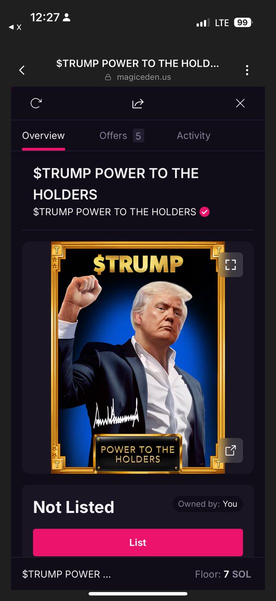 Just received my Power to the Holders NFT 🇺🇸🇺🇸🇺🇸
Proud to stand with the holders 🔥
Thank you <a href="/GetTrumpMemes/">TrumpMeme</a> and <a href="/realDonaldTrump/">Donald J. Trump</a> - let’s ride to the top together 🚀🫡
$TRUMP + $MIA — the power of Made in America 🇺🇸