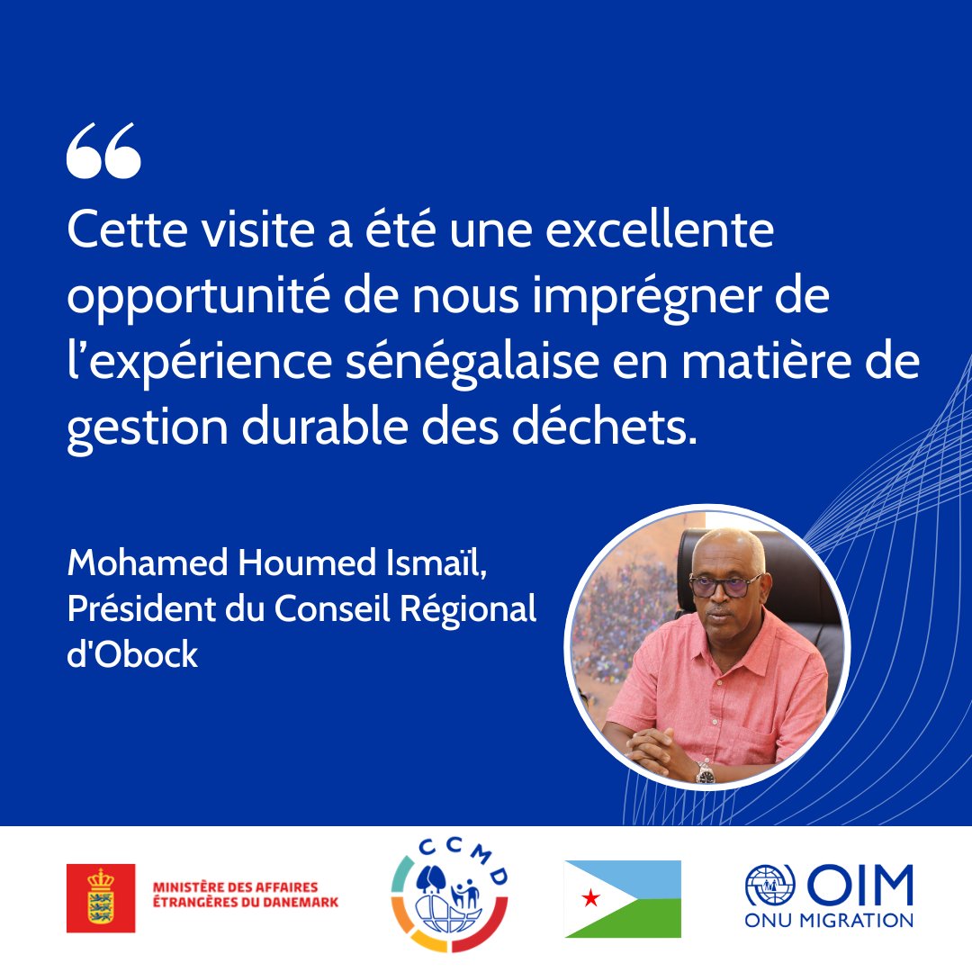 IOM Djibouti (@djiboutiiom) on Twitter photo Le Président du <a href="/c_obock/">Conseil Régional d'Obock</a>, à 🇩🇯, M. Mohamed Houmed, s’est rendu au 🇸🇳 avec l’équipe de l’OIM 🇩🇯 pour rencontrer des structures spécialisées dans la gestion & le recyclage des déchets plastiques.
Objectif👉s’inspirer de solutions innovantes pour #CombattreLaPollutionPlastique. Le Président du <a href="/c_obock/">Conseil Régional d'Obock</a>, à 🇩🇯, M. Mohamed Houmed, s’est rendu au 🇸🇳 avec l’équipe de l’OIM 🇩🇯 pour rencontrer des structures spécialisées dans la gestion & le recyclage des déchets plastiques.
Objectif👉s’inspirer de solutions innovantes pour #CombattreLaPollutionPlastique.