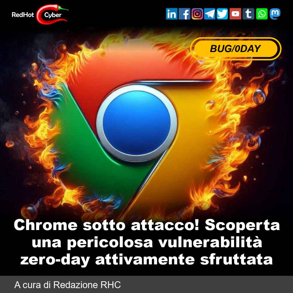 redhotcyber's tweet photo. Chrome sotto attacco! Scoperta una pericolosa vulnerabilità zero-day attivamente sfruttata

📌 Link all'articolo : https://t.co/S3LoYtAxRu

#redhotcyber #hacking #cti #ai #online #it #cybercrime #cybersecurity #technology #news https://t.co/vuk5WP1pxC