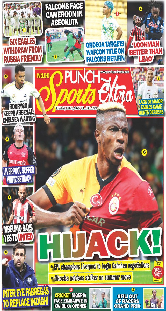 03 JUNE 2025 HEADLINES <a href="/CoverpagesNg/">Cover Pages</a>