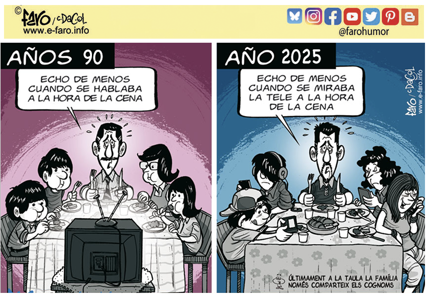 ¿Se han dado cuenta de que ya no se explican chistes en la mesa?
Como mucho nos pasamos Memes por WhatsApp.
