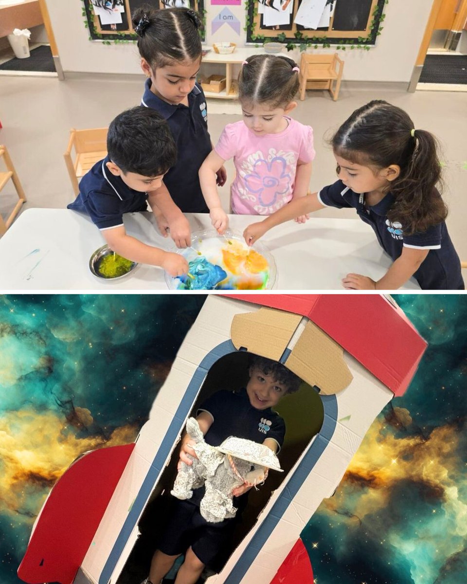 UISDubai's tweet image. 🚀 Our Rising 3s are exploring space in our new topic, "Out of This World!" 🌍 Our little astronauts are learning all about land, water, and the wonders of space through hands-on fun and imaginative play! 🌟
#WeAreUIS #ProudlyTaaleem