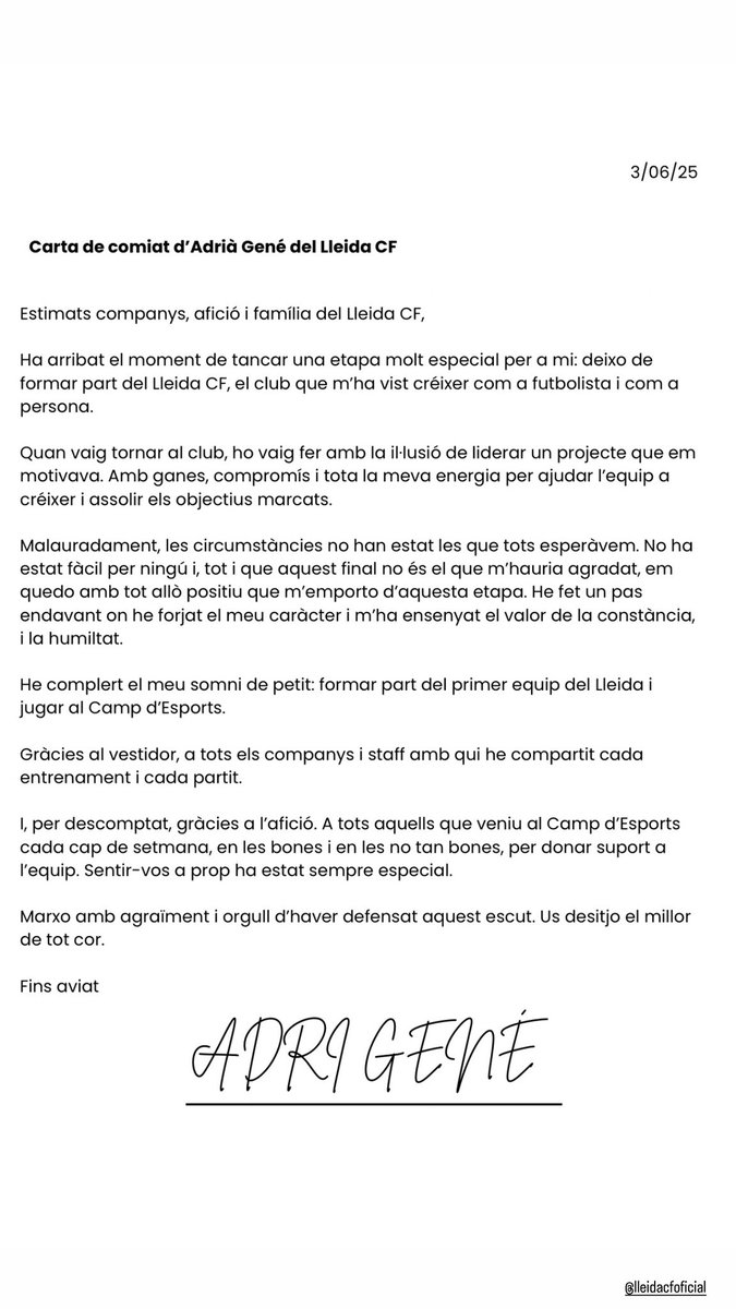 COMIAT ADRIÀ GENÉ <a href="/LleidaCF/">Lleida CF</a>