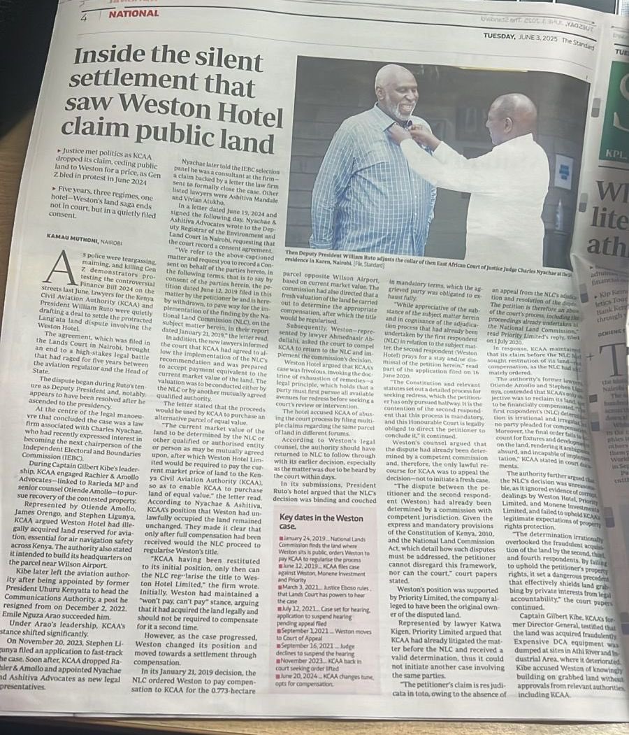 Weston’s land must be restored, and the legal process must remain free from political hands. Nyachae Weston