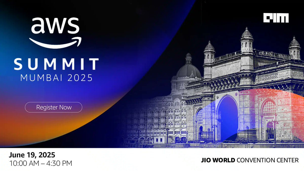 AIM (@analyticsindiam) on Twitter photo Step into the heart of cloud innovation at Amazon Web Services (<a href="/awscloud/">Amazon Web Services</a> ) Summit Mumbai, taking place on June 19, 2025, at the Jio World Convention Centre. This one-day free conference is where India’s brightest minds in tech, business, and innovation converge to reimagine the Step into the heart of cloud innovation at Amazon Web Services (<a href="/awscloud/">Amazon Web Services</a> ) Summit Mumbai, taking place on June 19, 2025, at the Jio World Convention Centre. This one-day free conference is where India’s brightest minds in tech, business, and innovation converge to reimagine the