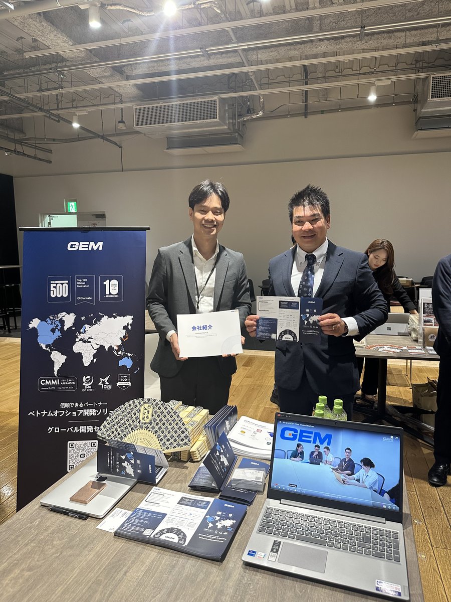 enterprise_gem's tweet photo. GEM was proud to join the first VADX Innovation Day in Tokyo, representing Vietnamese innovation and expanding our footprint in Japan’s tech landscape. Our demos drew strong interest, reflecting the shared focus on practical solutions with impact. #GEM #VADX #VietnamJapan https://t.co/BydBUR3ACW