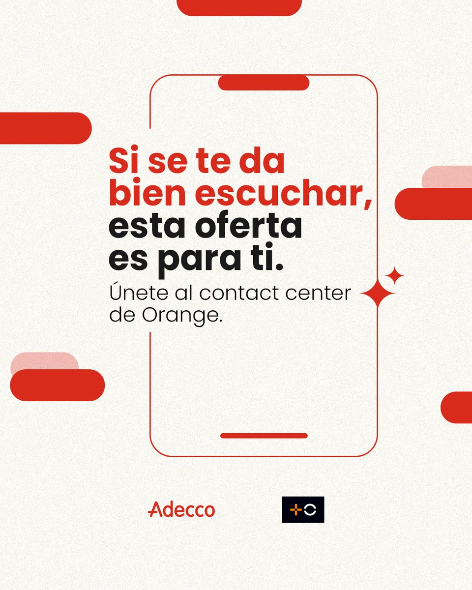 #Orange busca gente como tú para su contact center en Asturias. Buen ambiente, oficinas de 10, terrazas, salas de experiencia y, sobre todo, un equipo que te va a encantar. ¿Te vienes?

👉  adecco.es/oferta-trabajo…

#Adecco