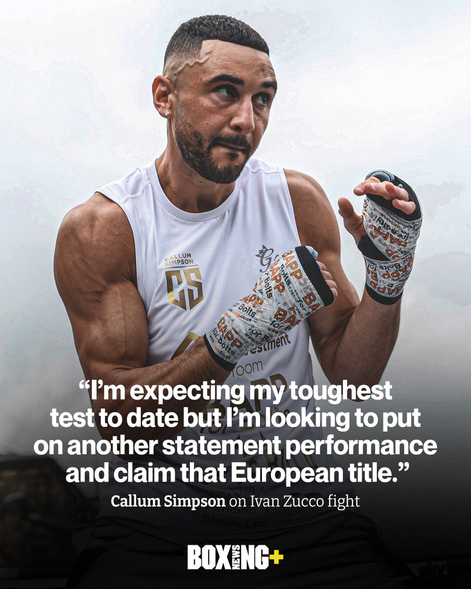 Boxing News+ (@boxingnewsplus) on Twitter photo ๐ช๐บ <a href="/CallumSimpson9/">Callum Simpson</a> looks ahead to his European title fight against Ivan Zucco on Saturday night.
#SimpsonZucco ๐ช๐บ <a href="/CallumSimpson9/">Callum Simpson</a> looks ahead to his European title fight against Ivan Zucco on Saturday night.
#SimpsonZucco