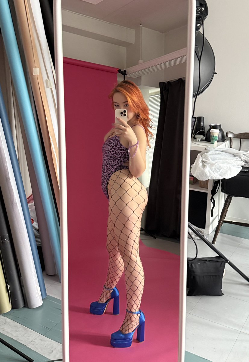 From yesterday photoshoot - fishnets, leopard print, and red hair - what can be hotter?