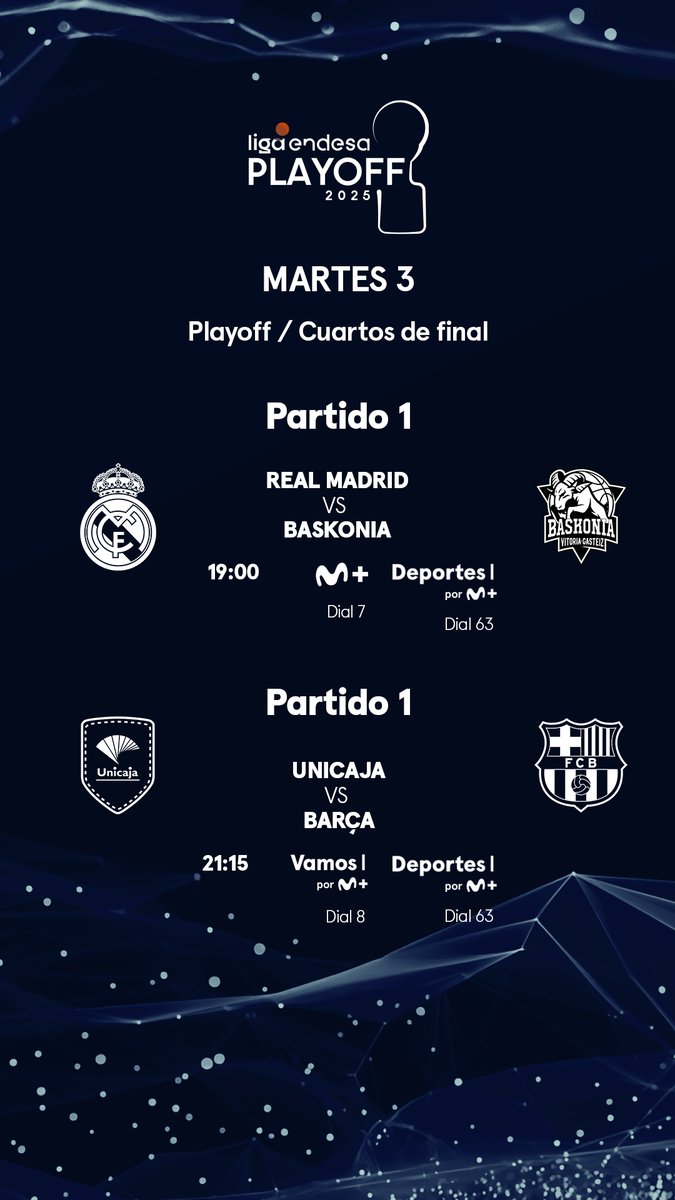 ¡P-A-R-T-I-D-A-Z-O-S!  💥🏀

𝑴𝑨𝑹𝑻𝑬𝑺 𝑳𝑶𝑪𝑶𝑺  en #PlayoffLigaEndesa.
#LasRedesDeSiempre