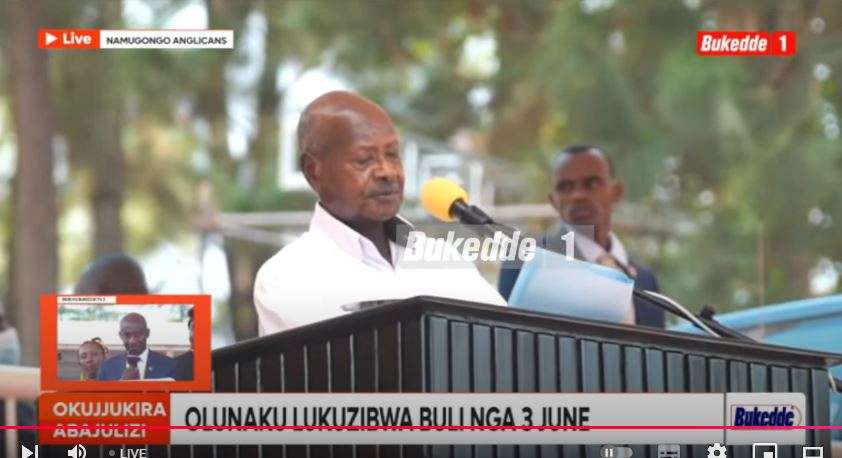SrdSouth's tweet image. &quot;Keep politics off from religious matter.
Politics concerns our earthlt welfare while denomination and religion focus on spirituality&quot; H.E Museveni urges Ugandans at the 140th Martyrs Day celebrations at the Anglican Martyrs Site, Namugongo. 
📸 Courtesy