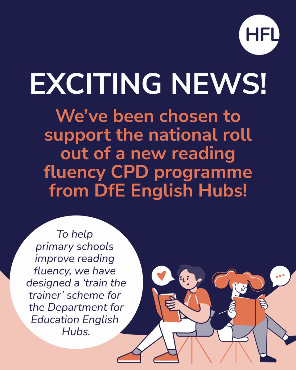 HFL Education (@hfl_education) on Twitter photo As a leading authority in the field of reading fluency, we have designed a scheme to provide <a href="/educationgovuk/">Department for Education</a> English Hub leaders with the knowledge and resources they need to share best practice with their local schools.
This new CPD will also include contributions from one of As a leading authority in the field of reading fluency, we have designed a scheme to provide <a href="/educationgovuk/">Department for Education</a> English Hub leaders with the knowledge and resources they need to share best practice with their local schools.
This new CPD will also include contributions from one of