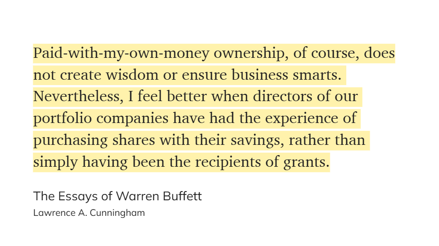 Bonus points for insiders who put their money where their mouth is.