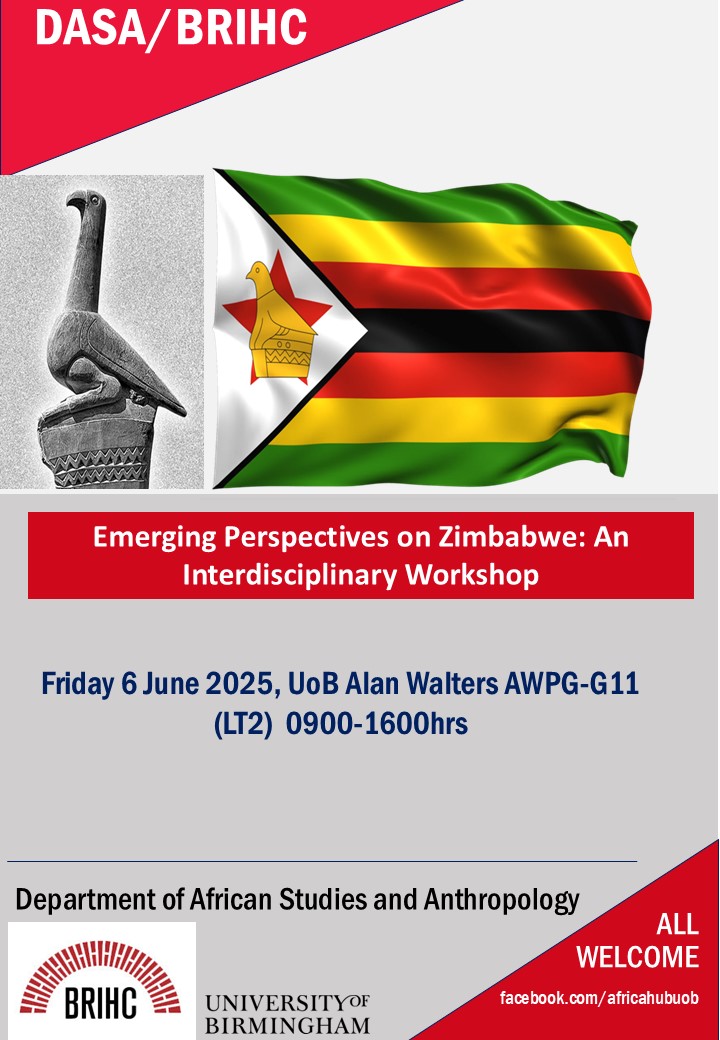 DASA in collaboration with <a href="/theBRIHC/">BRIHC</a> will be hosting the Interdisciplinary workshop on 'Emerging Perspectives on Zimbabwe' this Friday the 6th of June 2025. Speakers include postgraduate students from across UK Universities.
