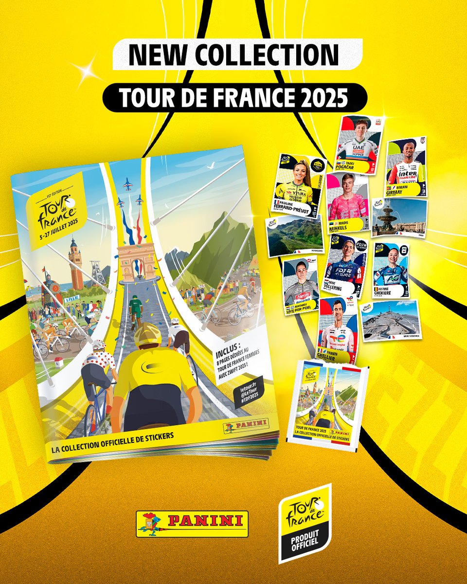 Out now! Panini unveils the official sticker collection for the 2025 Tour de France, dedicated to the 112th edition of the most anticipated sporting event in France. bit.ly/43yHTa4