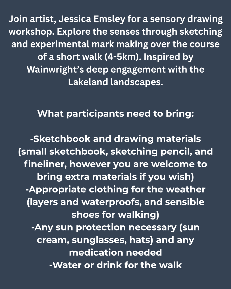 Wainwright: Sensory Workshop
with Jessica Emsley

Saturday 19th July
10-12pm
£95

tinyurl.com/tvdr9u2z