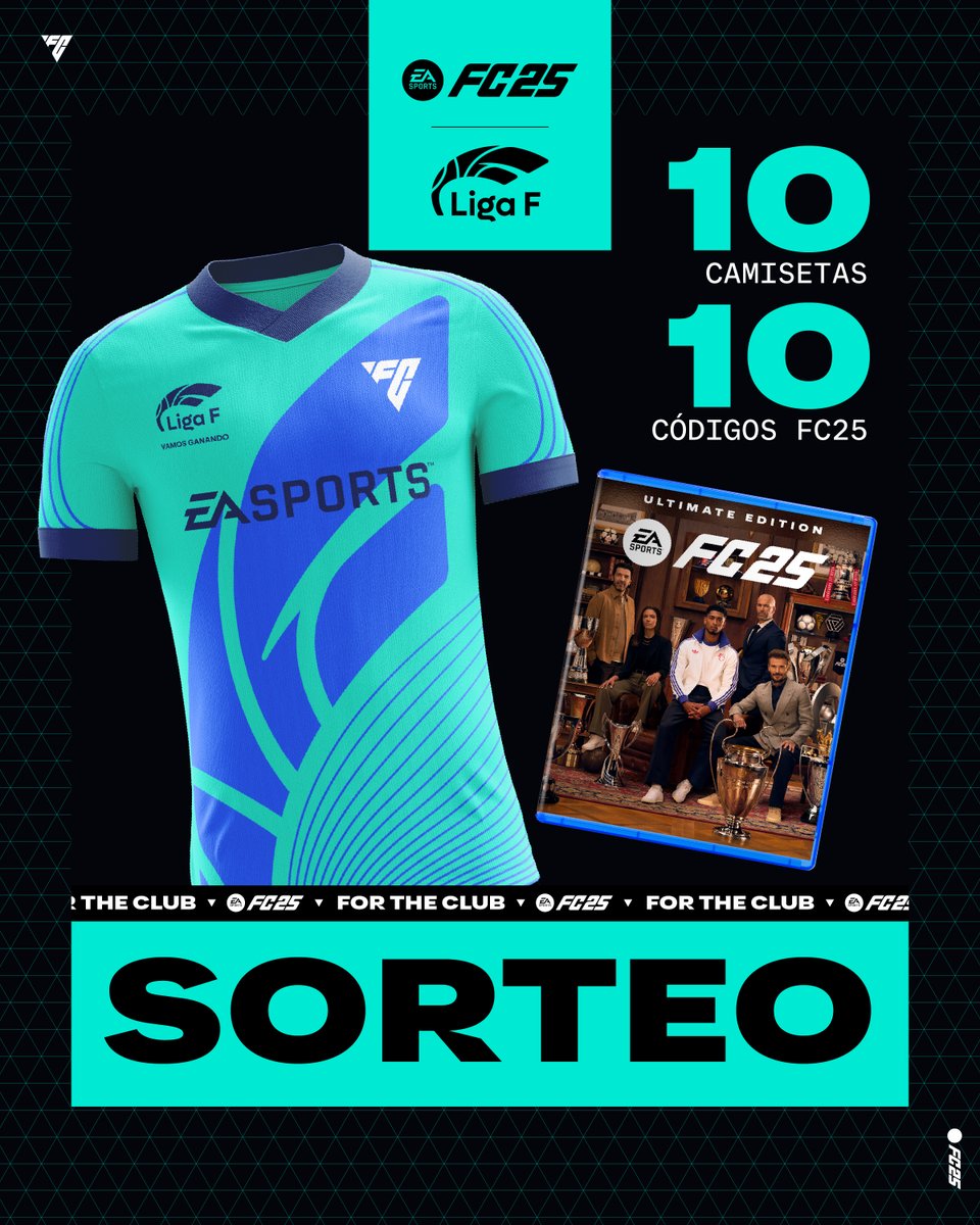 🎮💥 ¡SORTEAZO! 💥🎽

¿Quieres jugar al #FC25 mientras luces la camiseta más exclusiva de #LigaF?

Sorteamos 10 códigos de FC25 para PS4/PS5 + 10 camisetas únicas del kit Liga F

Para participar👇

📌 Sigue a <a href="/LigaF_oficial/">Liga F</a> 
🔁 Haz RT
📣 Menciona a tu compi de partida

¡Corre que